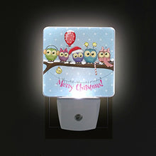 Load image into Gallery viewer, Naanle Set of 2 Merry Christmas Owls Branch Balloon Snowflake Auto Sensor LED Dusk to Dawn Night Light Plug in Indoor for Adults
