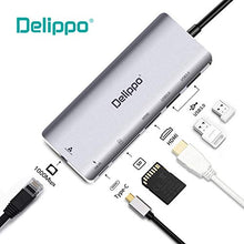 Load image into Gallery viewer, Delippo USB C Docking Hub 6 in 1 Dongles Ethernet hub, 4K HDMI,2USB 3.0 Ports,USB C PD Port,SD Card Reader,1000M Gigabit Ethernet Ports Multifunction Adapter for MacBook, Dell and More Type c Device
