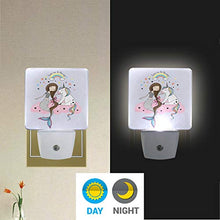 Load image into Gallery viewer, Naanle Set of 2 Unicorn Mermaid Pink Cloud Rainbow Stars Auto Sensor LED Dusk to Dawn Night Light Plug in Indoor for Adults
