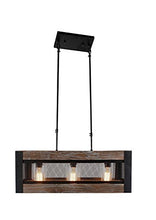 Load image into Gallery viewer, 24 Inches Wire Mesh Wood Rectangular Pendant Lighting Chandeliers Kitchen Island Lighting Hanging,Ceiling Light Fixture Vintage Rustic Oil Black (3 Light Heads)
