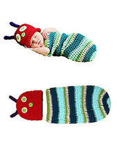 Load image into Gallery viewer, Crocheted Baby Boy Caterpillar Outfit Newborn Photography Props Handmade Knitted Photo Prop Infant Accessories
