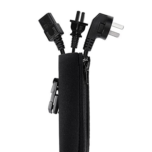 Aexit 4pcs Neoprene Electrical equipment Cable Management Sleeves Flexible Cord Organizer with Zipper Black 50cm Length