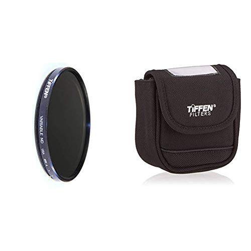Tiffen 77mm Variable Neutral Density Filter 77VND for Camera lenses & Large Belt Style Filter Pouch for Filters 62mm to 82mm