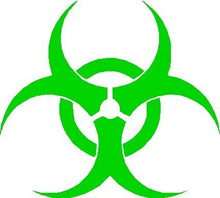 Load image into Gallery viewer, Biohazard Symbol - Vinyl 3&quot; tall (color: GREEN) decal laptop tablet skateboard car windows sticke

