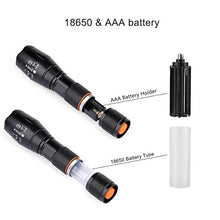 Load image into Gallery viewer, BESTSUN 2500 Lumen Zoomable Cree XML T6 LED 18650 Flashlight Focus Torch Lamp Adjustable (Black)
