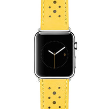Load image into Gallery viewer, Bandini Replacement Watch Band for Apple Watch 42mm/44mm, Yellow, GT Rally Perforrated, Vented Racer Leather, Fits Series 6, 5, 4, 3, 2, 1
