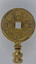 Load image into Gallery viewer, Asian Coin Lamp Finial -Polished Brass-2.87 Inches High
