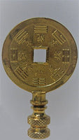Asian Coin Lamp Finial -Polished Brass-2.87 Inches High