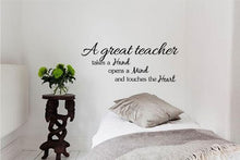 Load image into Gallery viewer, A great teacher takes a hand opens a mind and touches the heart Vinyl Decal Matte Black Decor Decal Skin Sticker Laptop
