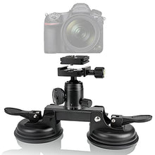 Load image into Gallery viewer, Professional Heavy Duty (20 lbs Load) True DSLR Mirorrless Camera Suction Cup Car Mount Camcorder Vehicle Holder w/Quick Release Plate 360 Ball Head Compatible with Nikon Canon Sony RED BM Hi-Speed
