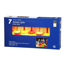 Load image into Gallery viewer, Vickerman 7 Light Mu Light Colored Bubble Set with Green Wire 20-Inch, Spacing UL End Connector
