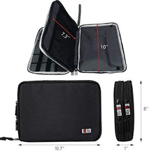 Load image into Gallery viewer, BUBM Double Layer Electronics Organizer/Travel Gadget Bag For Cables,Memory Cards,Flash Hard Drive and More,Fit For iPad Or Tablet(Up To 9.7&quot;)--Large, Black
