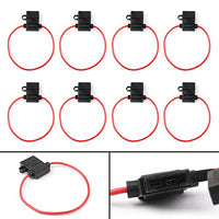 Areyourshop 8Pcs Medium Blade Fuse Holder ATC ATO Waterproof 16AWG in-Line Wire Black
