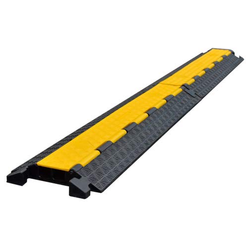 UNIMAT 2 Channel Rubber Cable Protector Ramp -Traffic Speed Bump -Heavy Duty Cable Protector - Cover Protector for Cable Management with a Flip Open Tray Cover (1 Pack 2 Channel)