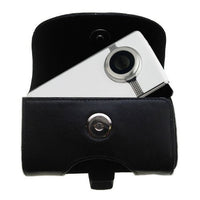 Gomadic Designer Black Leather Pure Digital Flip Video UltraHD Belt Carrying Case  Includes Optional Belt Loop and Removable Clip