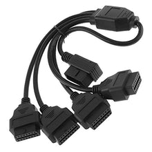 Load image into Gallery viewer, OBDII OBD2 90 Degree 16 Pin Male to 4 16 Pin Female Extended Connector Cable Adapter with 36CM Line for Auto Car Diagnostic Tool
