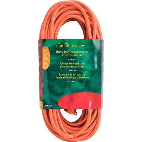 Compucessory 25149 Heavy Duty Extension Cord 50-Ft, Orange