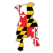 Load image into Gallery viewer, Large Md Pittie Maryland Flag In Pit Bull OriginalStickers0444 Set Of Two (2x) Stickers , Laptop , Ipad , Car , Truck , Size 4 inches on Longer Side
