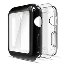 Load image into Gallery viewer, Simpeak Soft Screen Protector Bumper Case Compatible with Apple Watch 42mm Series 3 Series 2, Pack of 2, All Around, Clear + Plated Black
