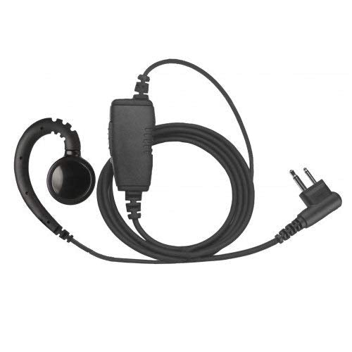 1-Wire Swivel Earpiece Mic Large Speaker + Inline PTT for Motorola 2-Pin Radios