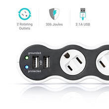 Load image into Gallery viewer, 360 Electrical 36053 2 Ca6 Es R2 Mini Surge Protector, 2 Outlet + 2 Usb, White And Gray, 12
