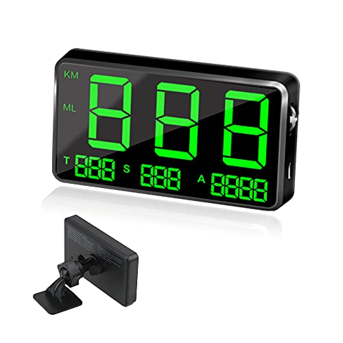 KingNeed Original Universal GPS Head Up Display Speedometer Odometer Car Digital Speed Display MPH Over Speeding Alarm Car Clock for All Vehicles C60/C60S/C80/C90 (C80-1)