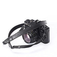 Load image into Gallery viewer, CANPIS CP008 Leather Camera Shoulder Neck Strap compatible with Canon Nikon Leica Fuji Sony Olympus etc. Black Color, Adjustable Length, Slim with Flocking Comfortable Pad
