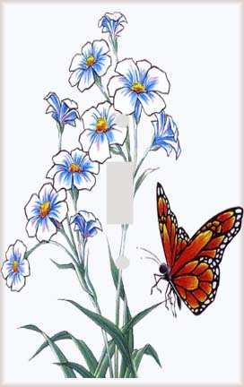 Butterfly on Flowers Switchplate - Switch Plate Cover