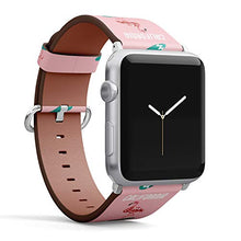 Load image into Gallery viewer, S-Type iWatch Leather Strap Printing Wristbands for Apple Watch 4/3/2/1 Sport Series (38mm) - Pink Flamingo California Summer Surfing
