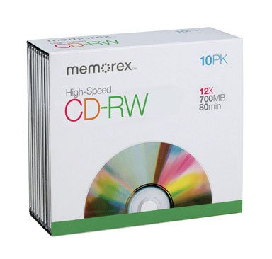 Memorex Blank Cd-Rw 4x Standard 80 Min 700 Mb Shrinkwrapped 10/Pack
