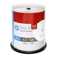 Load image into Gallery viewer, HP DVD-R 4.7GB 16X White Inkjet Printable 100 Pack in Spindle
