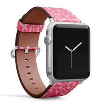 Load image into Gallery viewer, Compatible with Apple Watch Series 5, 4, 3, 2, 1 (Big Version 42/44 mm) Leather Wristband Bracelet Replacement Accessory Band + Adapters - Breast Cancer Ribbons
