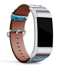 Load image into Gallery viewer, Replacement Leather Strap Printing Wristbands Compatible with Fitbit Charge 3 / Charge 3 SE - Cartoon Style Beach Panda
