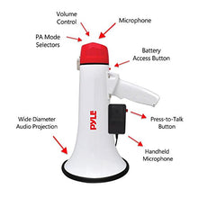 Load image into Gallery viewer, Pyle Megaphone Speaker PA Bullhorn W Built-in Siren - Adjustable Volume, 800 Yard Range - Ideal for Football, Soccer, Baseball, Hockey, Basketball Cheerleading Fans, Coaches, Safety Drills (PMP40)
