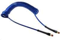 Coilhose Pneumatics PU14-30B-B Flexcoil Polyurethane Coiled Air Hose, 1/4-Inch ID, 30-Foot Length with (2) 1/4-Inch Reusable Strain Relief MPT Swivel Fittings, Dark Blue