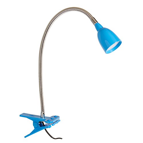Newhouse Lighting LED Clip on Light/Clamp Lamp/Reading Book Light for Desk, Bed, Office, and Dorm Room, Blue