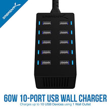 Load image into Gallery viewer, Sabrent 60 Watt (12 Amp) 10-Port Family-Sized Desktop USB Rapid Charger. 6 Micro USB Cables [X3-3foot. and X3-1foot] Black (AX-TU63)

