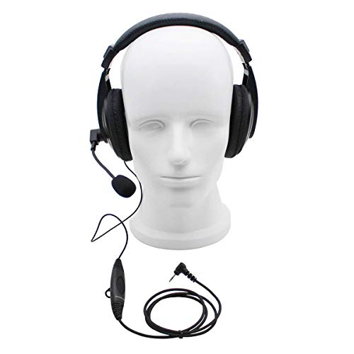 GoodQbuy Professional Noise Cancelling Radio Overhead Headsets Headphones with PTT Boom Mic for Motorola MH230R MT350R MT352R MS355R MR355R Talkabout 2 Two Way Radio Walkie Talkie 1-pin