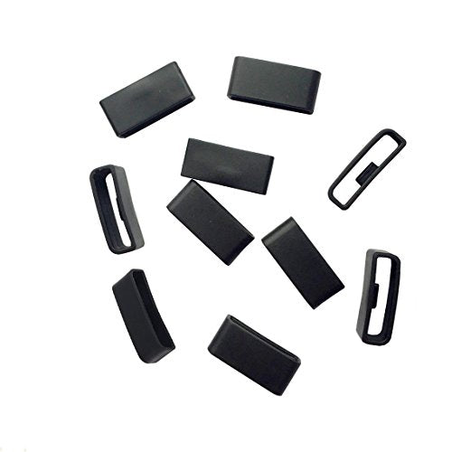 E ECSEM Replacement Black Compatible with Fitbit Charge HR Silicon Fastener Ring Connect Security Loop(10PCS+1Free) / No Tracker No Bands