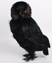 Load image into Gallery viewer, Factory Direct Craft Standing Black Feathered Artificial Owl with Attached Wire on Feet
