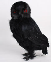 Factory Direct Craft Standing Black Feathered Artificial Owl with Attached Wire on Feet