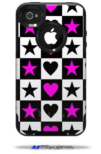 Hearts And Stars Pink - Decal Style Vinyl Skin fits Otterbox Commuter iPhone4/4s Case - (CASE NOT INCLUDED)