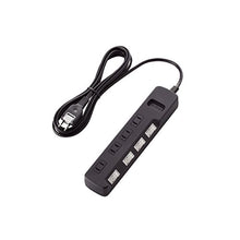 Load image into Gallery viewer, ELECOM Thunder Guard Power Strip with Individual Switch 4 Outlet 2.5m [Black] T-K5A-2425BK (Japan Import)
