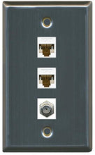 Load image into Gallery viewer, RiteAV 1 Gang Wall Plate (Stainless Steel) 3 Port - 2 x Cat6, 1 x Coax
