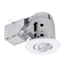 Load image into Gallery viewer, Globe Electric 3&quot; LED IC Rated Swivel Round Trim Recessed Lighting Kit, White Finish, Easy Install Push-N-Click Clips, Bulb Included, 3.25&quot; Hole Size 90717
