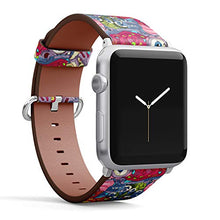 Load image into Gallery viewer, S-Type iWatch Leather Strap Printing Wristbands for Apple Watch 4/3/2/1 Sport Series (42mm) - Funny Monster Pattern
