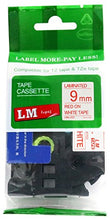 Load image into Gallery viewer, LM Tapes - Brother PT-1900 3/8&quot; (9mm 0.35 Laminated) Red on White Compatible TZe P-touch Tape for Brother Model PT1900 Label Maker with FREE Tape Guide Included
