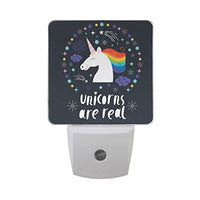 Naanle Set of 2 Unicorns are Real Rainbow Cloud Star Auto Sensor LED Dusk to Dawn Night Light Plug in Indoor for Adults