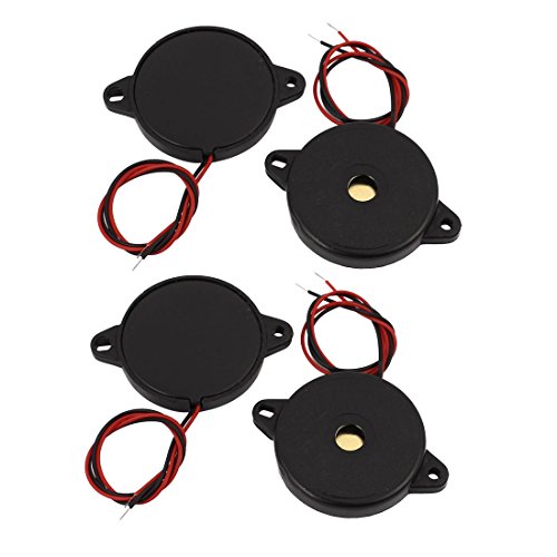 Aexit 4Pcs DC Security & Surveillance 1-30V 12V 2-Wired 85dB Sound Passive Electronic Buzzer Horns & Sirens Alarm Black