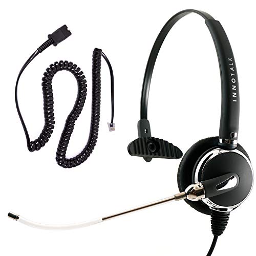 InnoTalk Headset Compatible with Cisco 7970, 7971, 7975, 7985 Professional Voice Tube Mic RJ9 Headset - RJ9 to QD Cord Compatible with Plantronics QD + Clear Voice Monaural Phone Headset